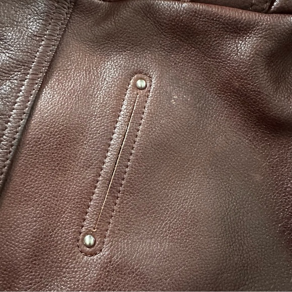 Rare B. MAKOWSKY Brown Leather Handbag with Brushed Steel Hardware - Picture 8 of 14